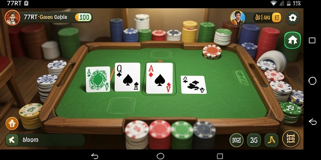 Screenshot gameplay Gaple 77RT yang seru dan interaktif.