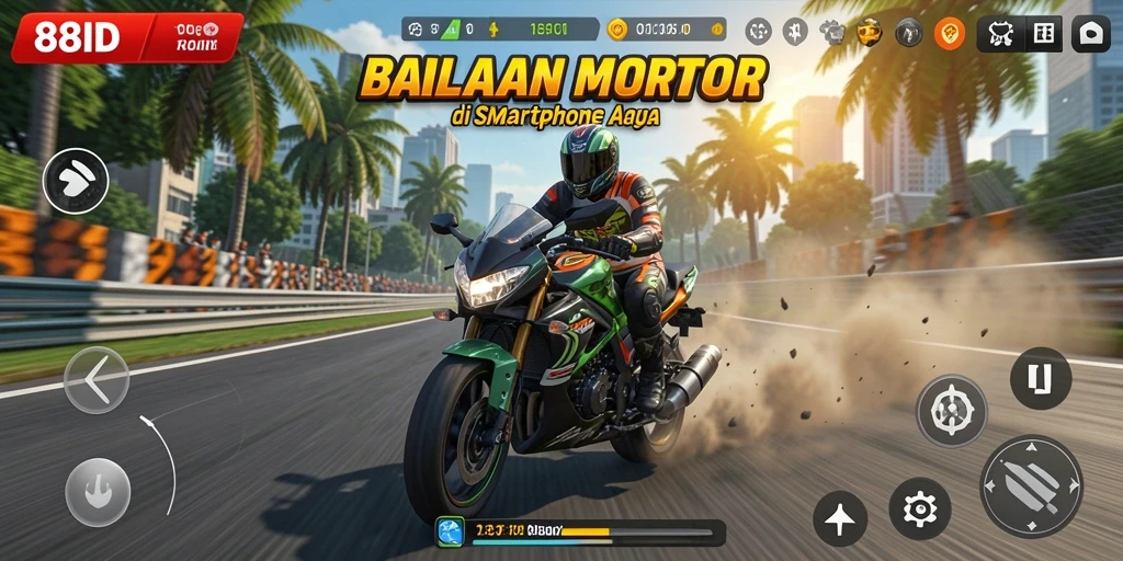 Gameplay balapan motor yang seru dan mendebarkan.