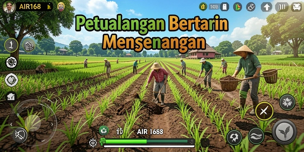 Screenshot gameplay AIR168 menampilkan keindahan kebun yang dikelola pemain.