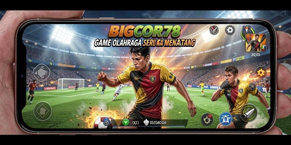 Screenshot aksi seru di BIGCOR78 menampilkan pertandingan olahraga yang kompetitif.