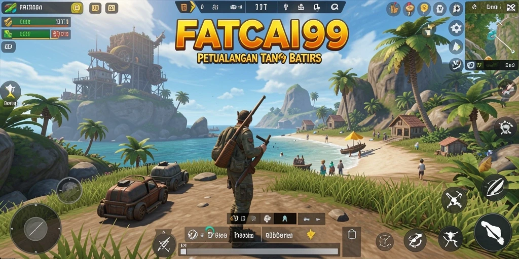 Screenshot gameplay FATCAI99 yang menunjukkan petualangan di dunia terbuka.