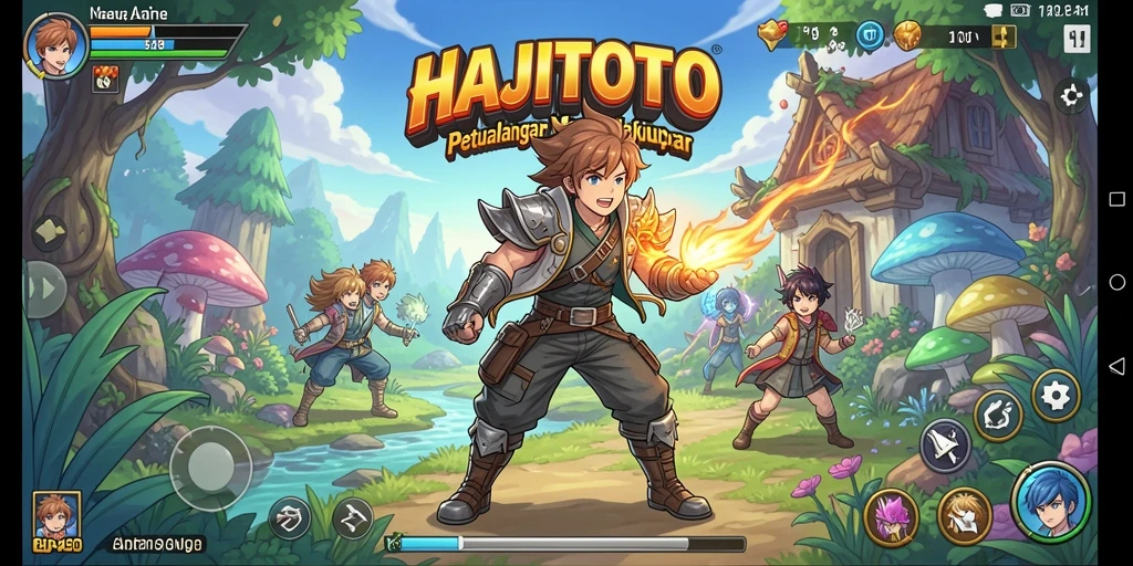 Screenshot utama HAJITOTO menampilkan aksi seru dalam petualangan Anime.