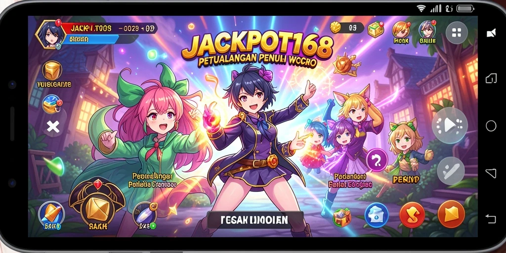 Tangkapan layar gameplay <strong>JACKPOT168</strong> menampilkan karakter anime beraksi.