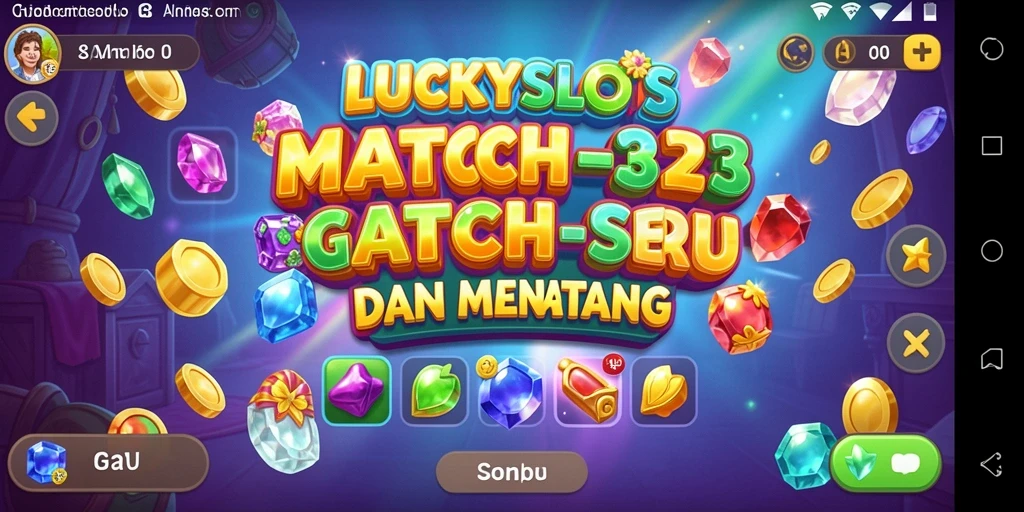 Tangkapan layar utama LUCKYSLOTS menampilkan gameplay menarik Match-3.