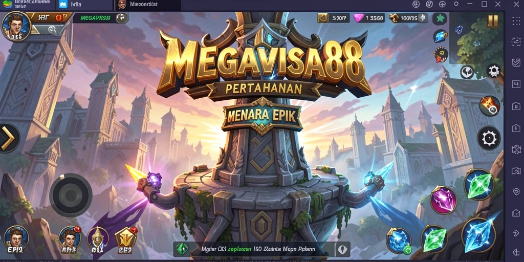 Tampilan menara dan musuh dalam gameplay MEGAVISA88.