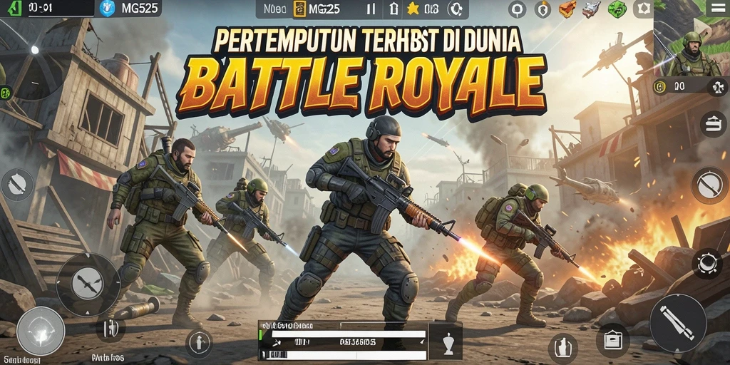 Screenshot dari gameplay seru MG525 dengan aksi Battle Royale yang mendebarkan.