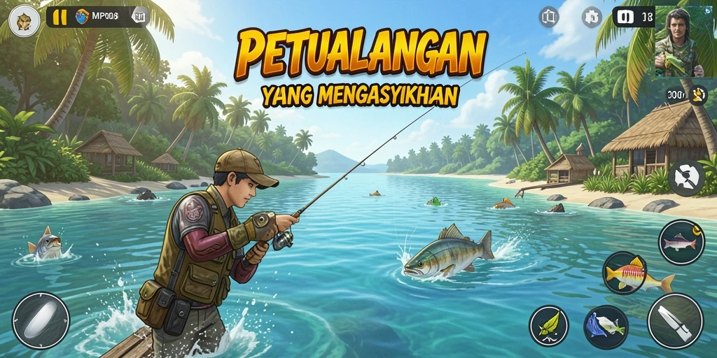 Tampilan gameplay MPO08 dengan aksi memancing yang menarik.