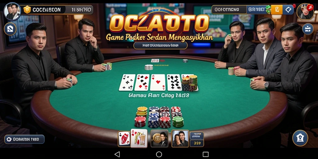 Tampilan layar permainan poker yang seru di OCATOTO.