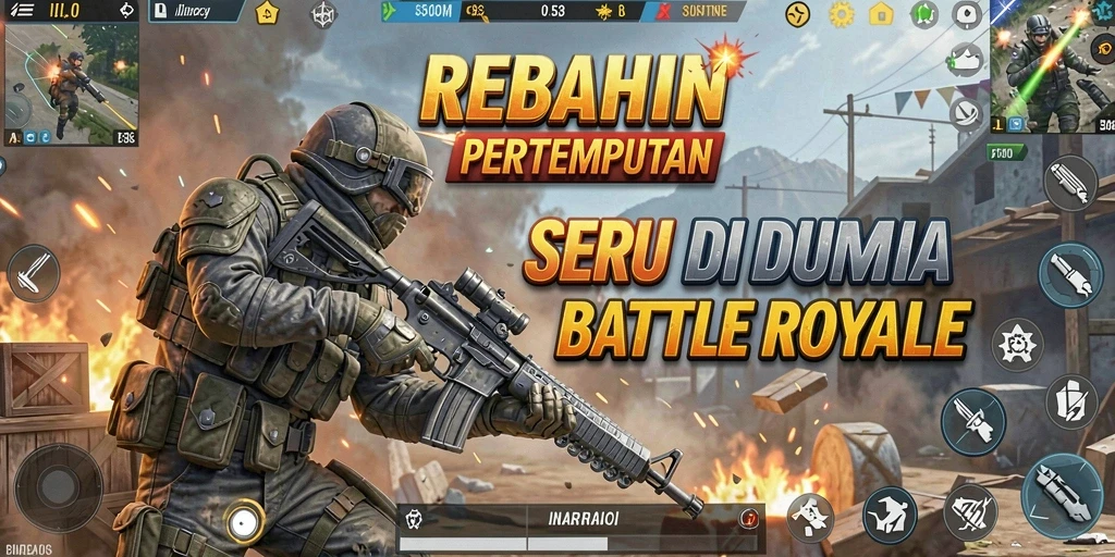 Screenshot utama REBAHIN menunjukkan momen seru dalam pertempuran Battle Royale.