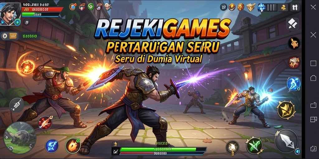 Tampilan gameplay seru REJEKIGAMES dengan aksi pertarungan yang mendebarkan.