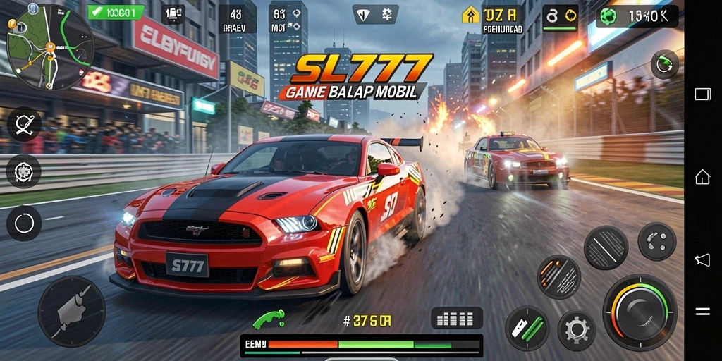 Tampilan gameplay balap mobil yang seru dan menantang.