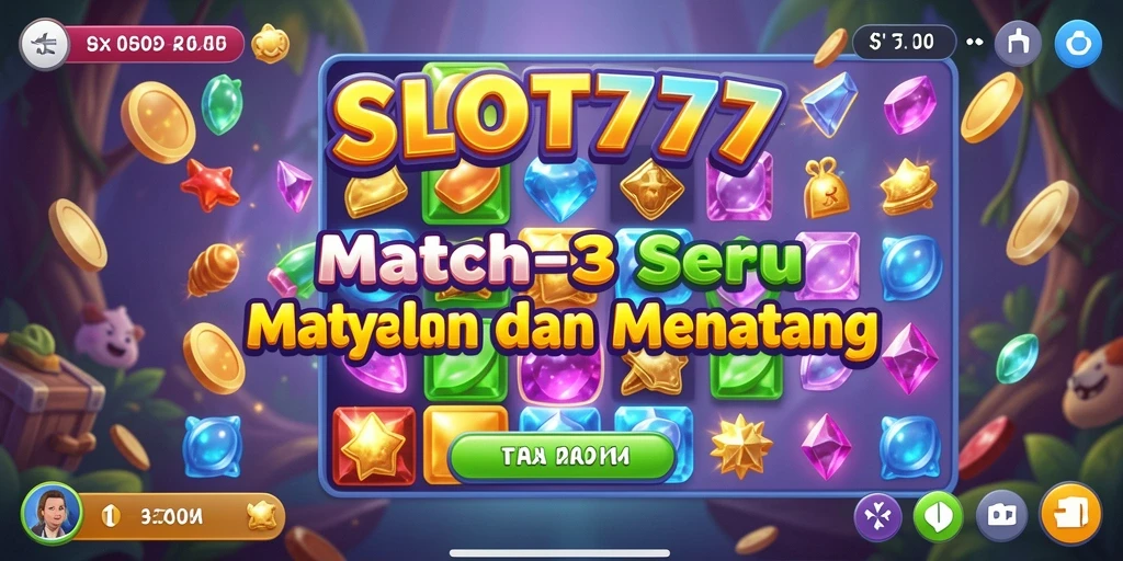 Tampilan gameplay SLOT777 yang seru dengan banyak simbol berwarna.