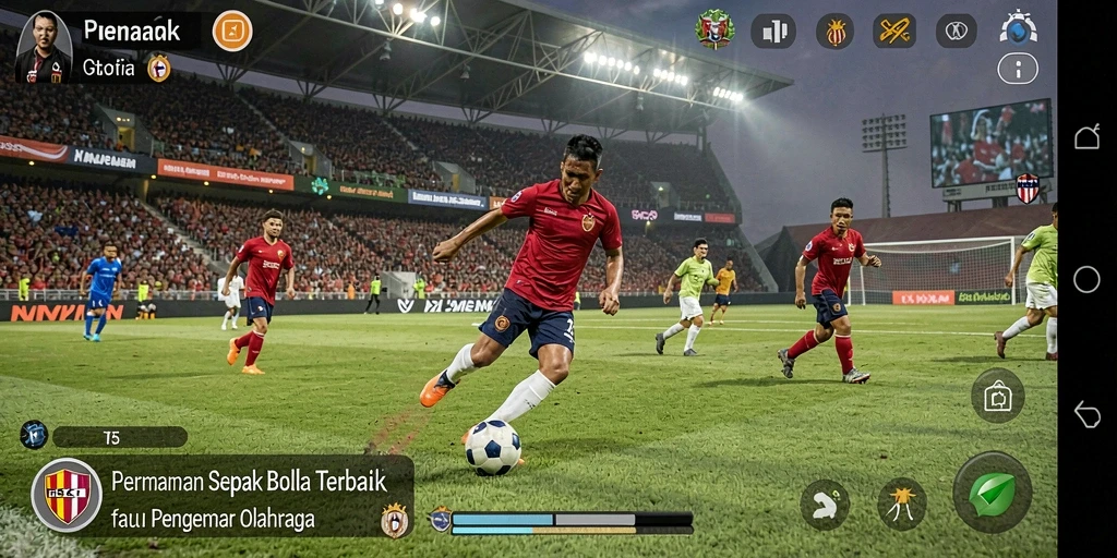 Tampilan gameplay menarik dari T6 yang menunjukkan aksi sepak bola yang mendebarkan.