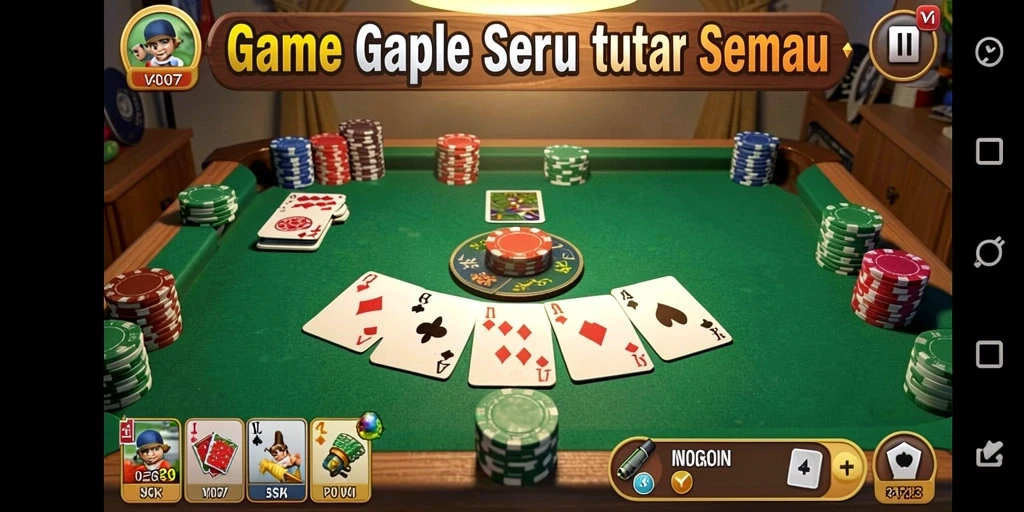 Screenshot gameplay V07 menampilkan keseruan bermain Gaple dengan teman.