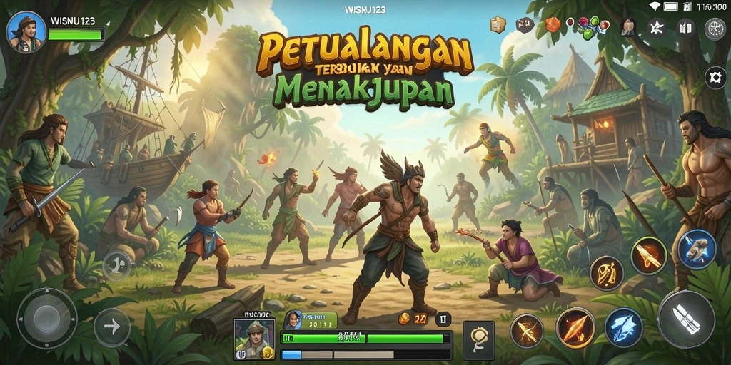 Gameplay WISNU123 menampilkan eksplorasi dunia terbuka yang menakjubkan.